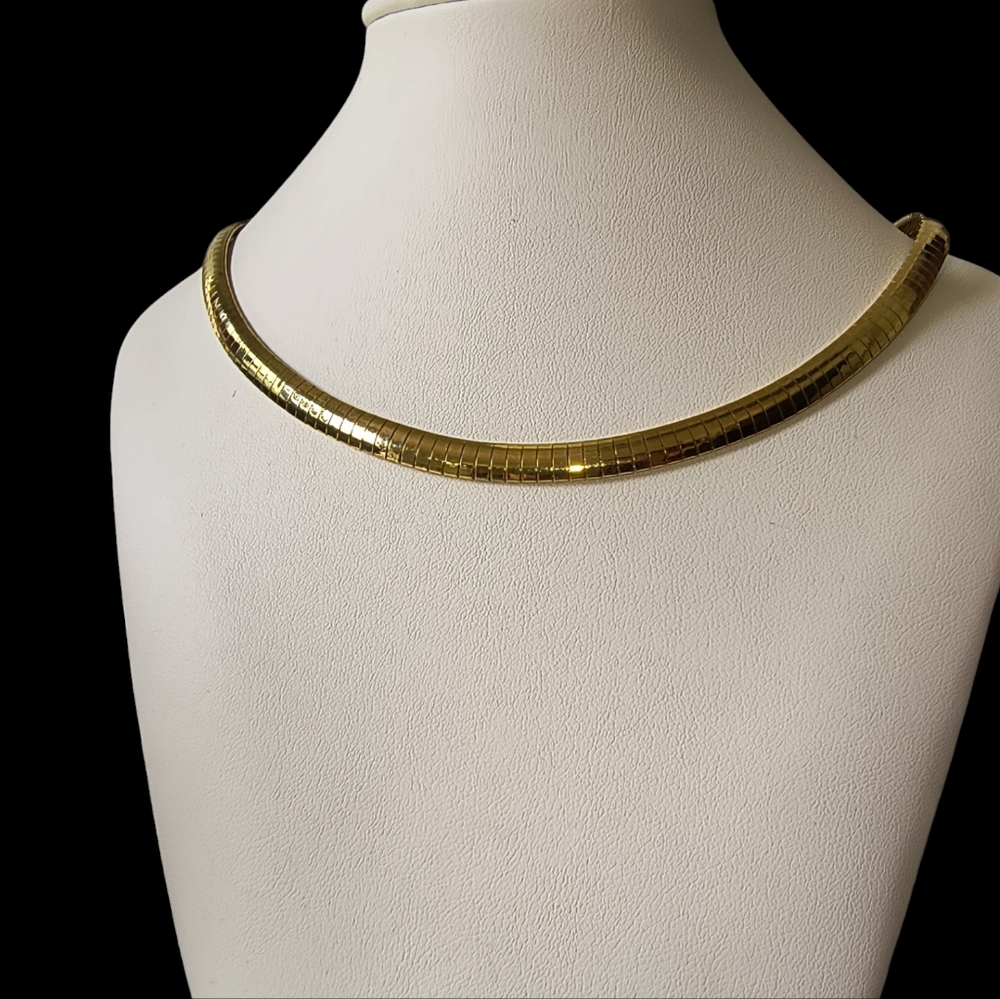 Milor Italy Gold Vermeil Over Sterling Silver Omega Chain Necklace 17 Inches - Picture 3 of 11